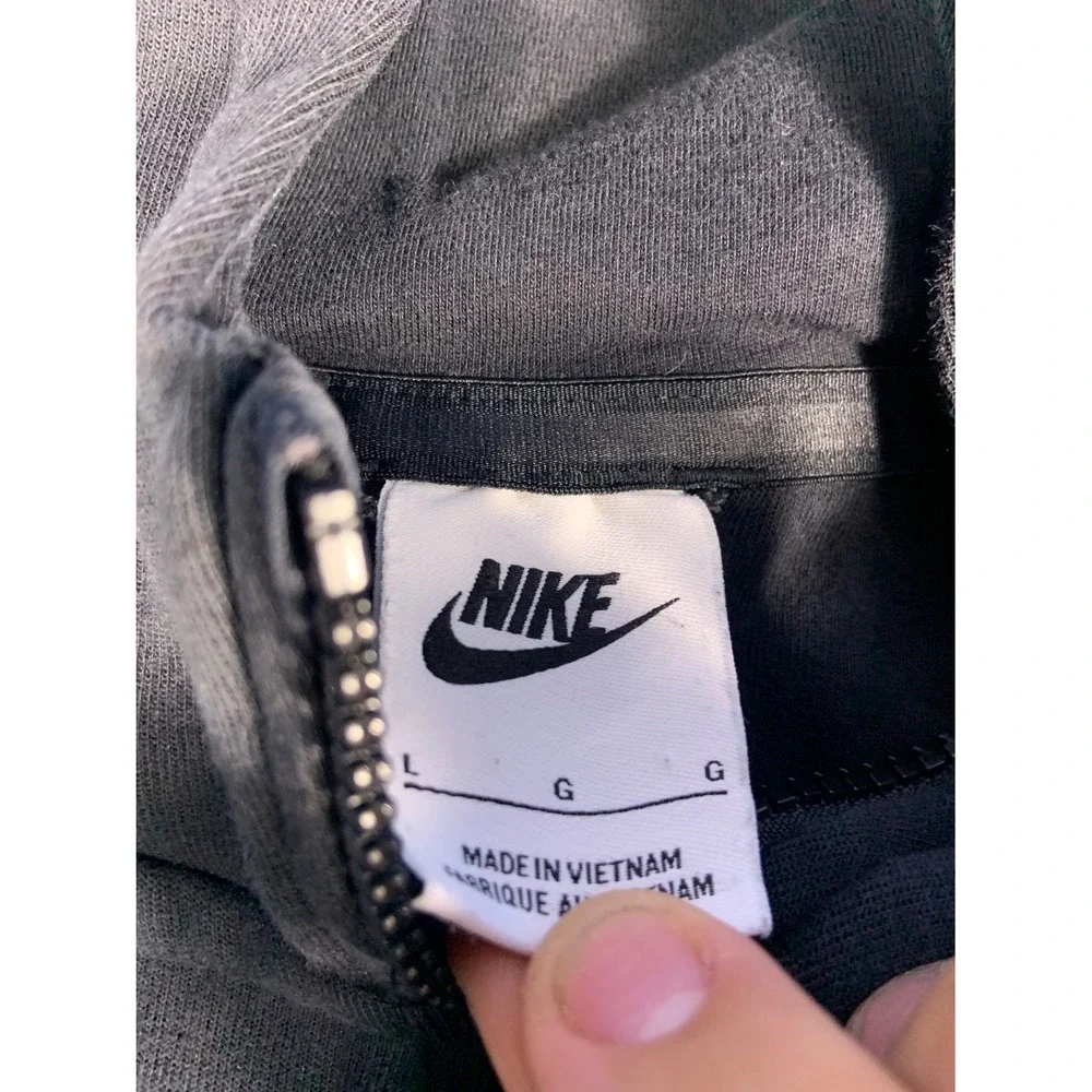 Nike Tech Fleece Boys Hoodie L Gray Zippered Sleeve Pocket Full Zip Athletic